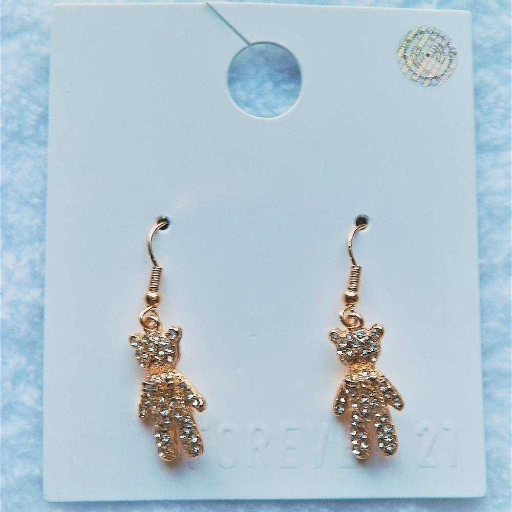 Forever 21 Rhinestone Teddy Bear Earrings